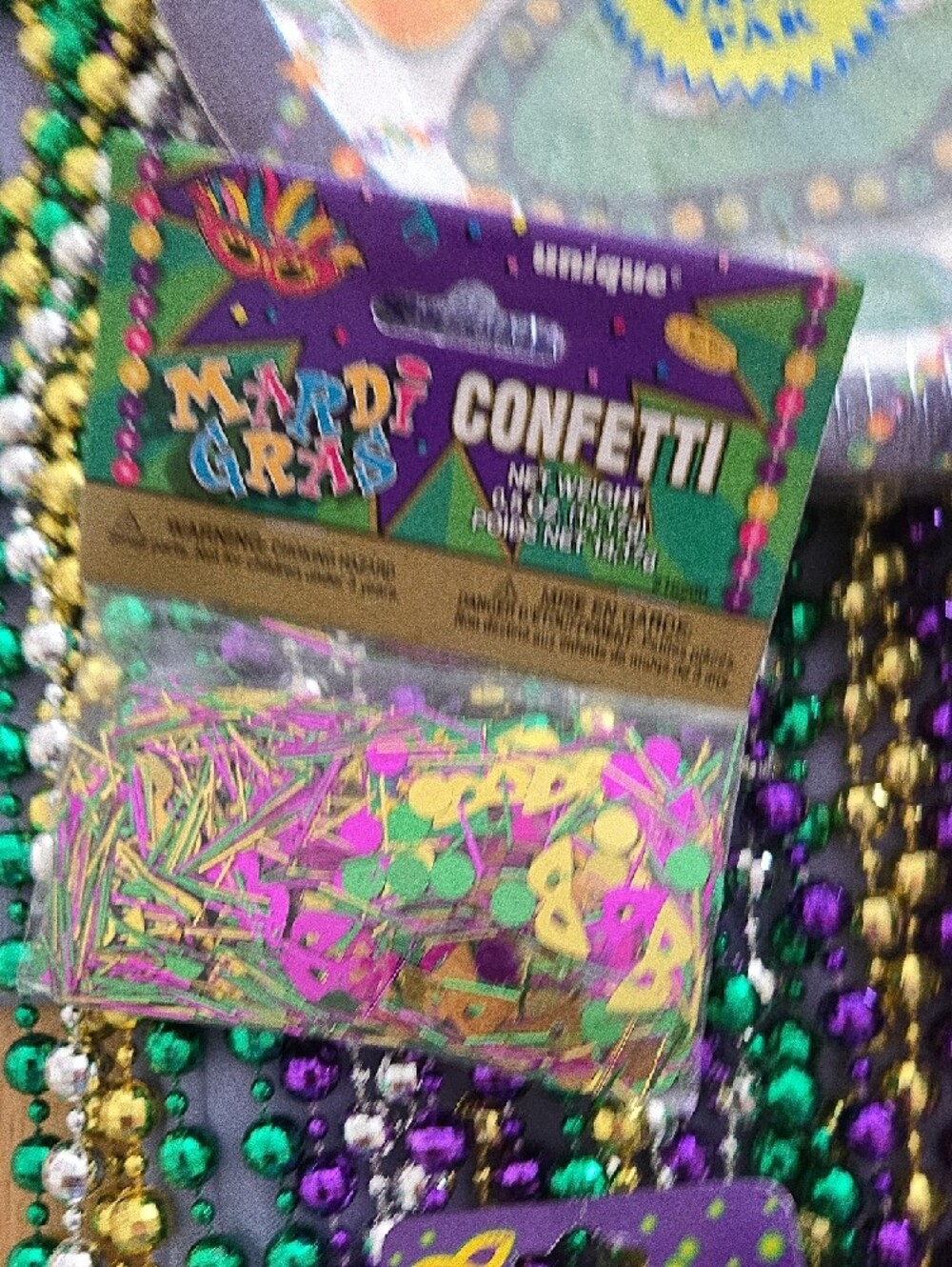 24 Mardi Gras Bead Necklaces - Purple, Green, Gold, Silver, Red Plates